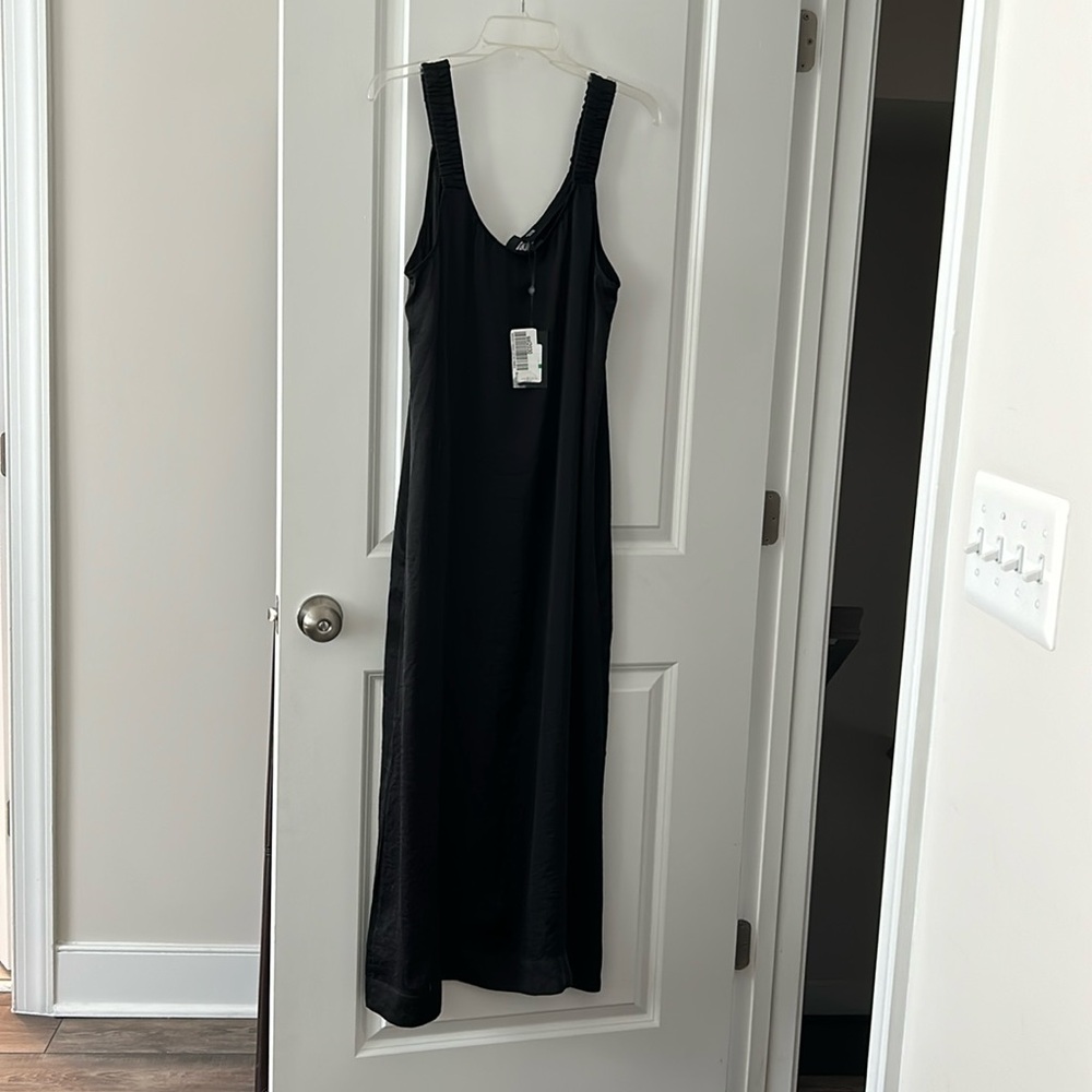 Black silk-like DKNY sexy long dress.